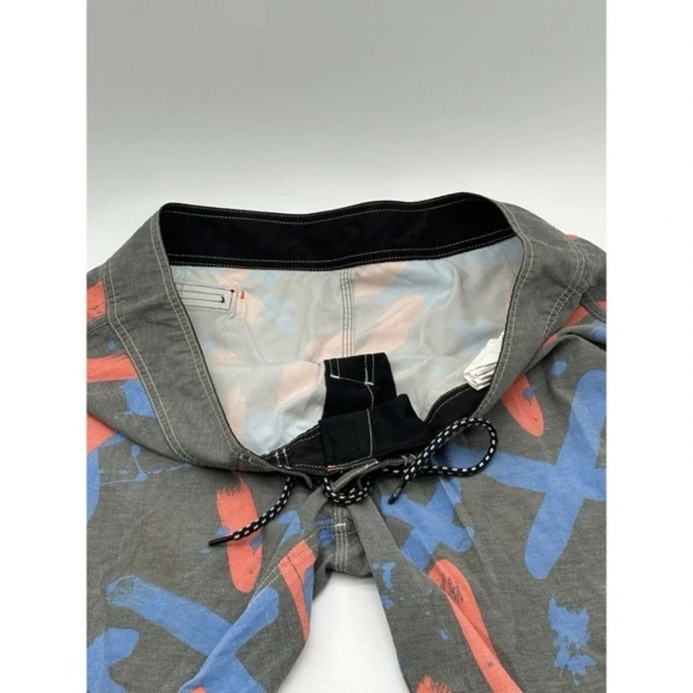Quiksilver‎ Mens Board Shorts Gray Blue Orange Abstract Print Size 38